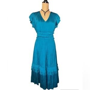 NWT Current Air Sereia Pleated Teal Midi Dress